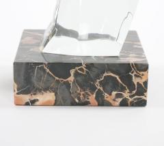 Hand Carved Rock Crystal Equo Case Horse Head Marble Base Sculpture - 3811336