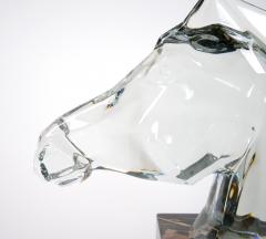 Hand Carved Rock Crystal Equo Case Horse Head Marble Base Sculpture - 3811337