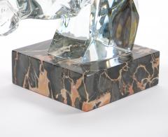 Hand Carved Rock Crystal Equo Case Horse Head Marble Base Sculpture - 3811341