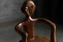 Hand Carved Rural Figure Chair France 20th Century - 4549623