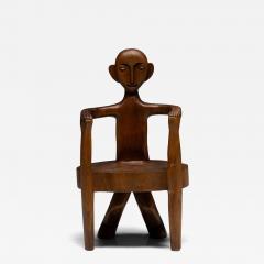 Hand Carved Rural Figure Chair France 20th Century - 4553469