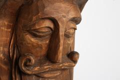 Hand Carved Rustic Wooden Mask with soft expression 1900s - 2092329