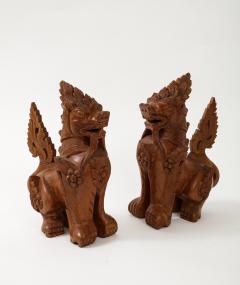 Hand Carved Teak Temple Guards - 2958818