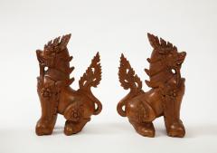 Hand Carved Teak Temple Guards - 2958819