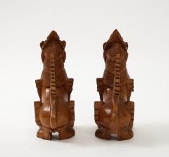 Hand Carved Teak Temple Guards - 2958822
