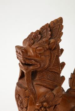 Hand Carved Teak Temple Guards - 2958824