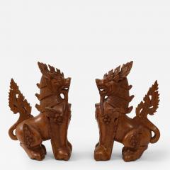 Hand Carved Teak Temple Guards - 2962967