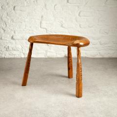 Hand Carved Viking Style Tripod Stool in Solid Beech Denmark 1900s - 2614917