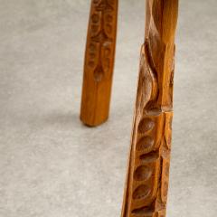 Hand Carved Viking Style Tripod Stool in Solid Beech Denmark 1900s - 2614922