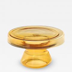 Hand Casted Amber Gold Round Murano Glass Side Table Italy Short 12 5 H - 3732897