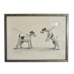 Hand Colored Print of two Dogs - 1672684