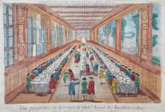 Hand Colored Vue doptique of the Hotel des Invalides Dining Room in Paris - 2675700