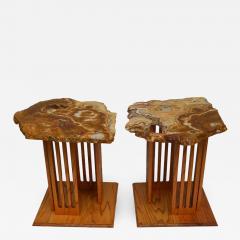 Hand Crafted Californian Studio Polished Stone Top End Tables from the 1960s - 730883