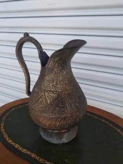 Hand Crafted Etched Copper Tone Middle Eastern Pitcher - 3761145