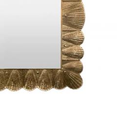 Hand Crafted Murano Glass Tile Mirror with Scallop Shell Motif - 3856856