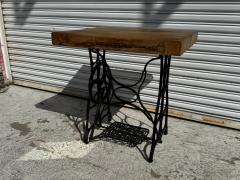 Hand Crafted Wrought Iron Sewing Base Butcher Block - 4342580