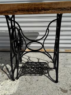 Hand Crafted Wrought Iron Sewing Base Butcher Block - 4342626