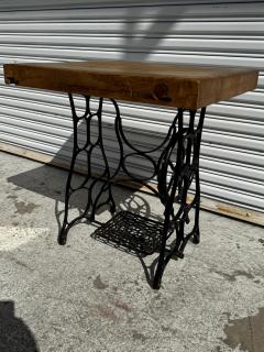 Hand Crafted Wrought Iron Sewing Base Butcher Block - 4342631