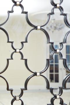 Hand Crafted Wrought Iron and Mirrored 4 Panel Screen - 3716481