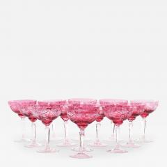 Hand Etched Crystal Barware Tableware Champagne Coupe Service 12 People - 3177869