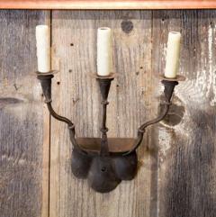 Hand Forged Custom Iron Fannin Sconce with Three Arms - 2255158