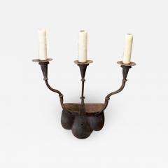 Hand Forged Custom Iron Fannin Sconce with Three Arms - 2255821