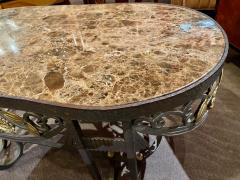 Hand Forged Iron Oval Custom Art Deco Coffee Table with Marble Top - 1334137