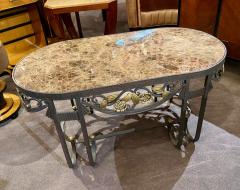 Hand Forged Iron Oval Custom Art Deco Coffee Table with Marble Top - 1334142