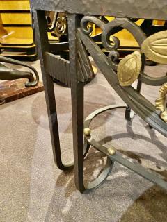 Hand Forged Iron Oval Custom Art Deco Coffee Table with Marble Top - 1334148