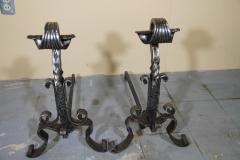 Hand Forged Wrought Iron Fireplace set Screen Tools and Andirons - 817593