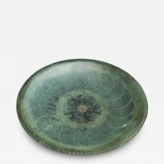 Hand Hammered Art Deco Centerpiece Bowl in Verdigris Patinated Copper 1930s - 4582648