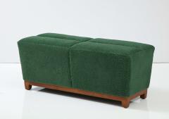 Hand Made Danish Modern Forest Green Sheepskin Bench - 2398722