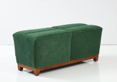 Hand Made Danish Modern Forest Green Sheepskin Bench - 2398724