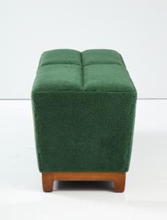 Hand Made Danish Modern Forest Green Sheepskin Bench - 2398725