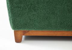 Hand Made Danish Modern Forest Green Sheepskin Bench - 2398726