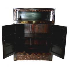 Hand Painted Black Lacquered Two Piece Cabinet - 2786552