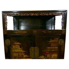 Hand Painted Black Lacquered Two Piece Cabinet - 2786554