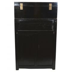 Hand Painted Black Lacquered Two Piece Cabinet - 2786559