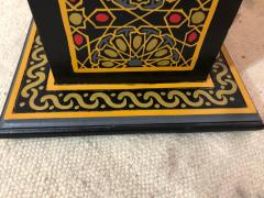 Hand Painted Black Moroccan End Side or Lamp Tables Octagonal Shaped a Pair - 1208034