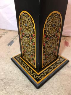 Hand Painted Black Moroccan End Side or Lamp Tables Octagonal Shaped a Pair - 1208035
