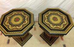 Hand Painted Black Moroccan End Side or Lamp Tables Octagonal Shaped a Pair - 1208039