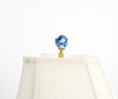Hand Painted Blue White Porcelain Table Lamps Gilt Wood Painted Base - 4085892