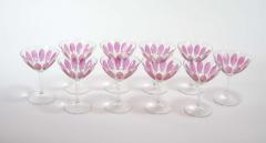 Hand Painted Crystal Champagne Coupe Service Ten People - 2941874