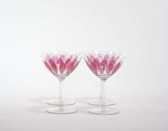 Hand Painted Crystal Champagne Coupe Service Ten People - 2941877