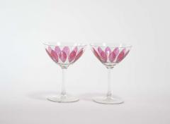Hand Painted Crystal Champagne Coupe Service Ten People - 2941880