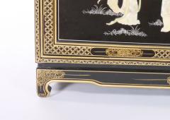 Hand Painted Decorated Black Lacquer Giltwood China Cabinet - 3058628