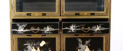 Hand Painted Decorated Black Lacquer Giltwood China Cabinet - 3058635