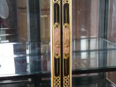 Hand Painted Decorated Black Lacquer Giltwood China Cabinet - 3058640