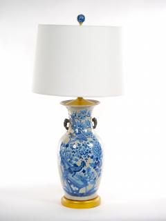 Hand Painted Decorated Chinese Porcelain Blue Beige Crackle Lamps - 3121020