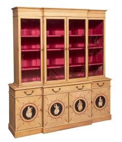 Hand Painted Decorated Front Neoclassical Style Breakfront Secretary Bookcase - 3546174